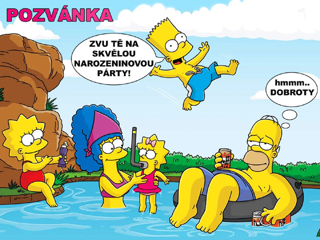 Pozvánka na oslavu narozenin vtipné Simpsonovi