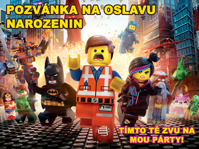 Dětská pozvánka vzor LEGO příběh batman